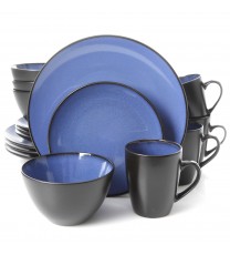 Gibson Elite Soho Lounge Round 16-Piece Dinnerware Set, Blue