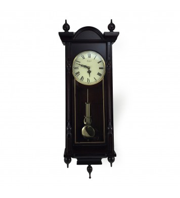 Bedford Clock Collection Grand 31 Inch Chiming Pendulum Wall Clock in Antique Mahogany Cherry Finish