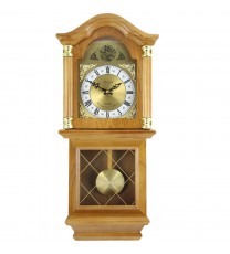 Bedford Clock Collection Classic 26 Inch Wall Clock in Golden Oak Finish