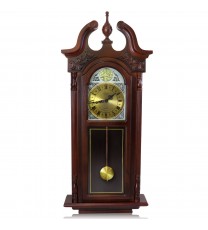 Bedford Clock Collection 38 Inch Grand Antique Chiming Wall Clock with Roman Numerals in a in a Cherry Oak Finish