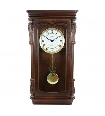 Bedford Clock Collection Chestnut Chiming Pendulum Wall Clock