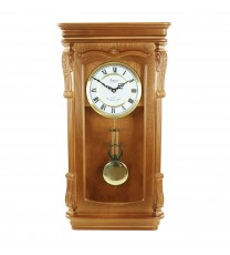 Bedford Clock Collection Golden Oak Chiming Pendulum Wall Clock