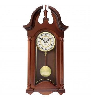 Bedford Clock Collection Delphine 27 Inch Mahogany Chiming Pendulum Wall Clock