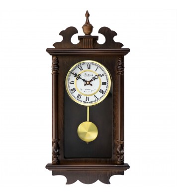 Bedford Clock Collection Leo 21 Inch Chestnut Wood Chiming Pendulum Wall Clock