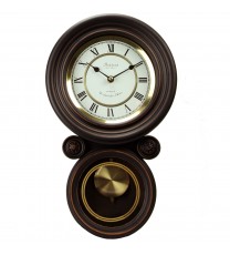 Bedford Clock Collection 16.5 Inch Contemporary Round Wall Clock with Pendulum