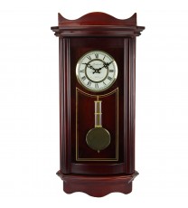 Bedford Clock Collection Weathered Chocolate Cherry Wood 25 Inch Wall Clock with Pendulum