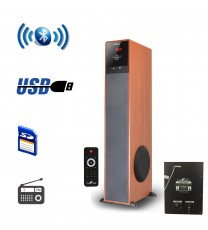 beFree Sound Bluetooth Powered Tower Speaker - Wood