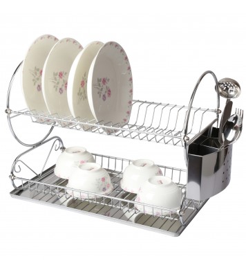 MegaChef Chrome Plated 17.5 Inch Two Shelf Dish Rack