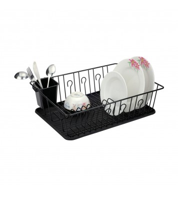 Better Chef 16 Inch Chrome Dish Rack with Black Draining Tray