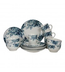 Elama Traditional Blue Rose 16 Piece Dinnerware Set