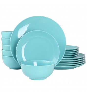 Elama Luna 18 Piece Porcelain Dinnerware Set in Blue