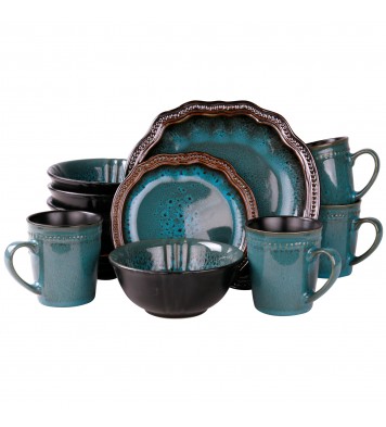 Elama’s Mystic Waves 16 Piece Dinnerware Set