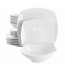 Elama Newman 18 Piece Square Porcelain Dinnerware Set in White