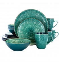 Elama Sea Foam Mozaic 16 Piece Luxurious Stoneware Dinnerware with Complete Setting for 4