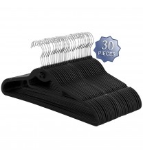 Elama Home 30 Piece Rubber Non Slip Hanger with Hanging Tab in Black