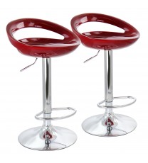 Elama 2 Piece Retro Adjustable Bar Stool in Cherry with Chrome Base