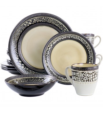 Elama Desert Sand 16 Piece Stoneware Dinnerware Set