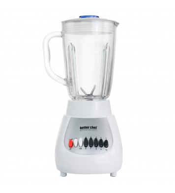 Better Chef 10-Speed 350 Watt 42 Ounce Glass Jar Blender in White/Silver