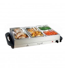 MegaChef Buffet Server & Food Warmer With 4 Removable Sectional Trays , Heated Warming Tray and Removable Tray Frame