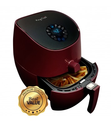 MegaChef 3.5 Quart Airfryer And Multicooker With 7 Pre-Programmed Settings in Burgundy