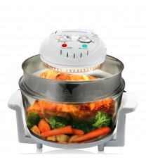 MegaChef Multipurpose Countertop 14.25 Inch Halogen Oven Air Fryer/Rotisserie/Roaster in White