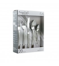 MegaChef Baily 20 Piece Flatware Utensil Set, Stainless Steel Silverware Metal Service for 4 in Silver