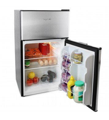 MegaChef 3.2 Cubic Feet 2 Door Refrigerator/Freezer in Stainless Steel