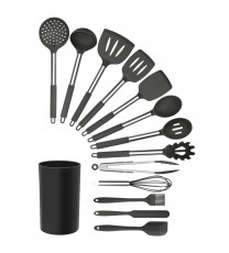 MegaChef Gray Silicone and Stainless Steel Cooking Utensils, Set of 14