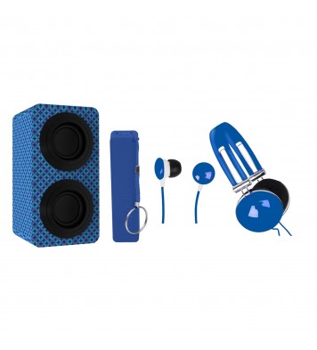 Naxa Portable Bluetooth® Stereo Speakers Entertainment Pack-Blue