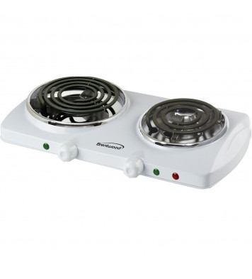 Brentwood Electric 1500W Double Burner Spiral White