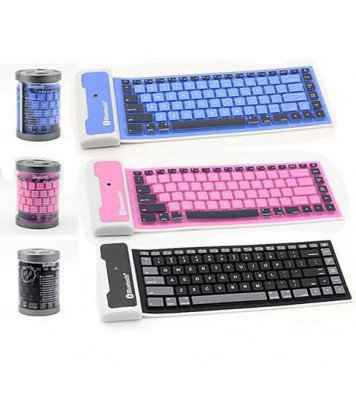 Color: Black - Type Out Of A Box With Flexible Silicone Bluetooth Keyboard