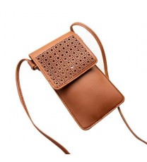 COLORS: BEAUTIFUL BROWN - Multi Mini Transparent Phone And Credit Card Holder Cross Body Bag