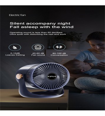 Household Table Air Circulation Electric Fan 180 Degrees Usb Rechargeable 2400mah Battery Wall Mounted Cooling Fann White