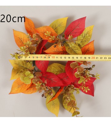 20cm Fall Candle Rings Wreaths Lightweight Silk Fabric Harvest Candle Garland Table Ornaments For Thanksgiving Halloween Decoration as shown in the picture