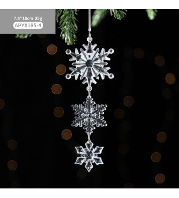 Christmas Transparent Ornament Snowflakes Simulation Fake Icicle Xmas Tree Pendant for New Year Decoration Snowflakes D