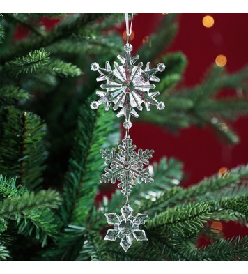 Christmas Transparent Ornament Snowflakes Simulation Fake Icicle Xmas Tree Pendant for New Year Decoration Snowflakes D