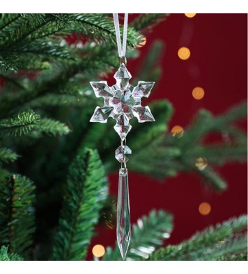 Christmas Transparent Ornament Snowflakes Simulation Fake Icicle Xmas Tree Pendant for New Year Decoration Snowflakes D