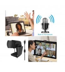 USB Web Camera HD Computer Camera Webcams Built-In Sound-absorbing Microphone Black 720P