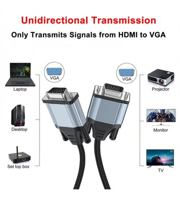 Vga Cable Hdmi-compatible To Vga Male To Male Connection Line For Computer Notebook Monitor Tv Video Line grey