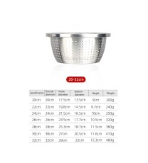 Thicken Colander Strainer Basin Cooker Utensil Mixing Bowl Kitchen Tool Rice Sieve Fruit Washing 304 stainless steel rice sieve