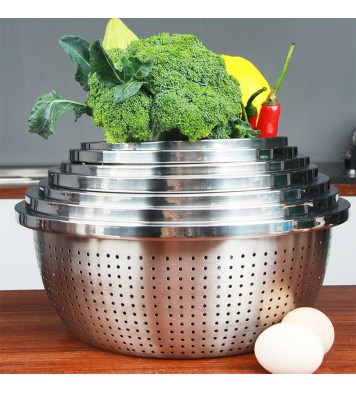 Thicken Colander Strainer Basin Cooker Utensil Mixing Bowl Kitchen Tool Rice Sieve Fruit Washing 304 stainless steel rice sieve