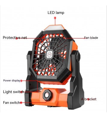 Portable Air Cooling Fan 270 Degree Adjustable Rechargeable Electric Fan Household Electrical Appliances Black Orange