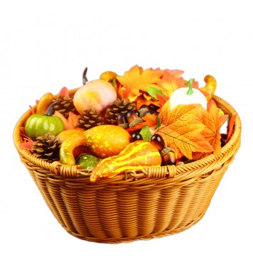 166 Pcs Mini Fake Artificial Pumpkins Set Realistic Maple Leaves Pine Cones Acorns Pumpkins For Halloween Thanksgiving Decor set