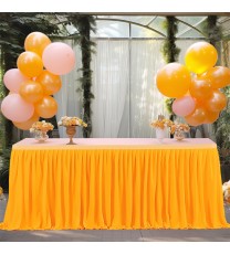 6ft Polyester Pleated Table Skirt Wrinkle Resistant Machine Washable For Wedding Baby Shower Birthday Party Banquet (L 6(ft) 14(ft),H 77cm) 6ft