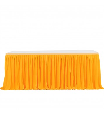 6ft Polyester Pleated Table Skirt Wrinkle Resistant Machine Washable For Wedding Baby Shower Birthday Party Banquet (L 6(ft) 14(ft),H 77cm) 14ft