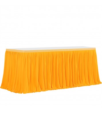 6ft Polyester Pleated Table Skirt Wrinkle Resistant Machine Washable For Wedding Baby Shower Birthday Party Banquet (L 6(ft) 14(ft),H 77cm) 14ft