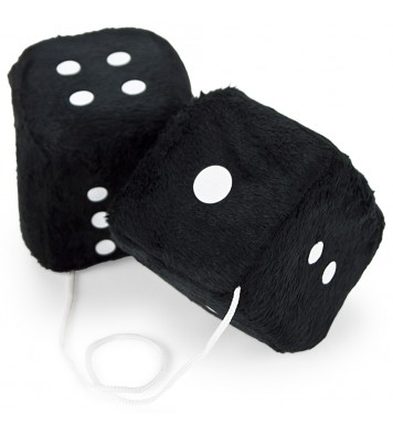 Pair of Black 3in Hanging Fuzzy Dice