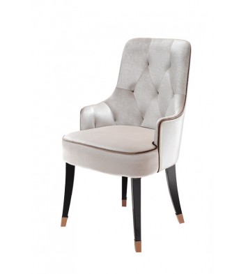 38" White Velvet Fabric Dining Chair