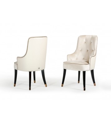 38" White Velvet Fabric Dining Chair