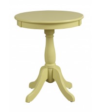 22" Light Yellow Solid Wood Round End Table